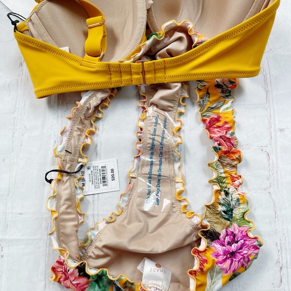 Shade & Shore NWT yellow floral bikini size M & 34C - Picture 6 of 6